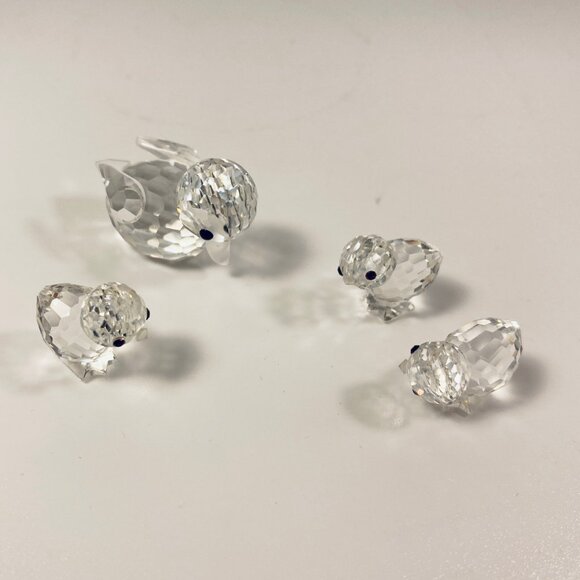 Set of 4 Swarovski crystal mother duck and three ducklings figurines-No Box - Picture 2 of 8